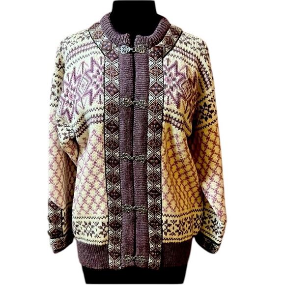 Dale of Norway Purple and Cream Cardigan Sweater - Picture 2 of 12